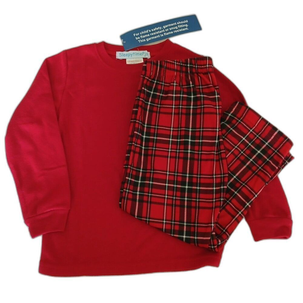 NEW Sleepytime 2-Piece Pj's 4T Plaid Long sleeves Pajama Set Red